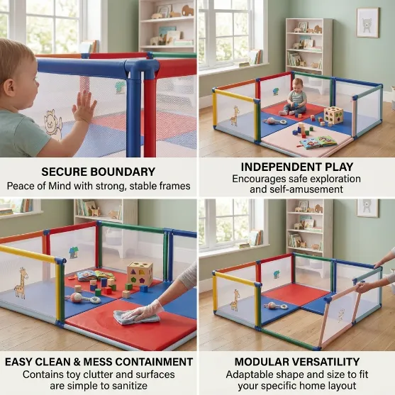 Foldable Baby Playpen  Kids Safety Play Yard | YEVOBAY Sri Lanka