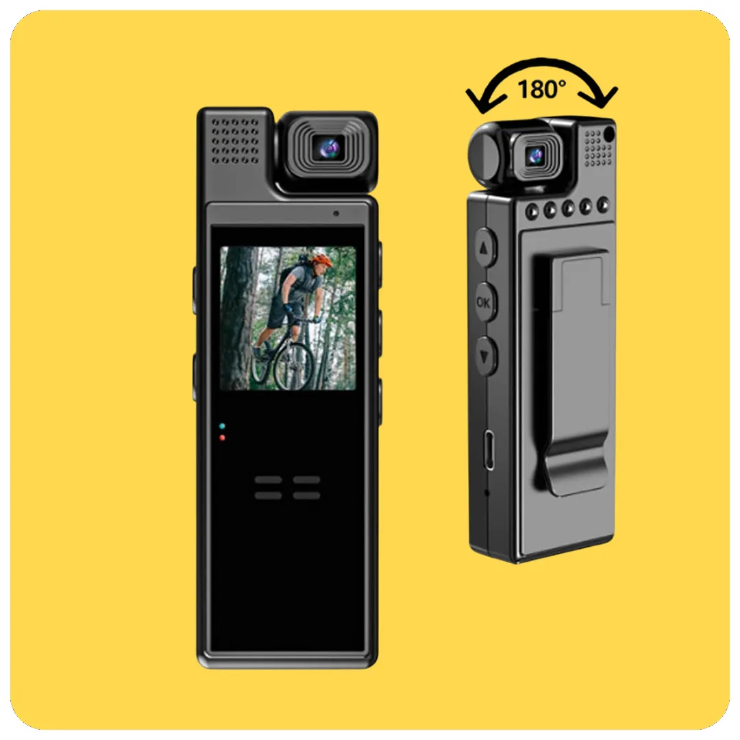 Body Camera with 180° Rotatable Lens – Full HD Audio Video Recorder