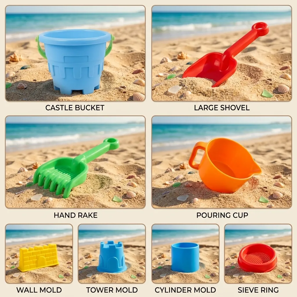 Beach Toys Basket & Tools Set