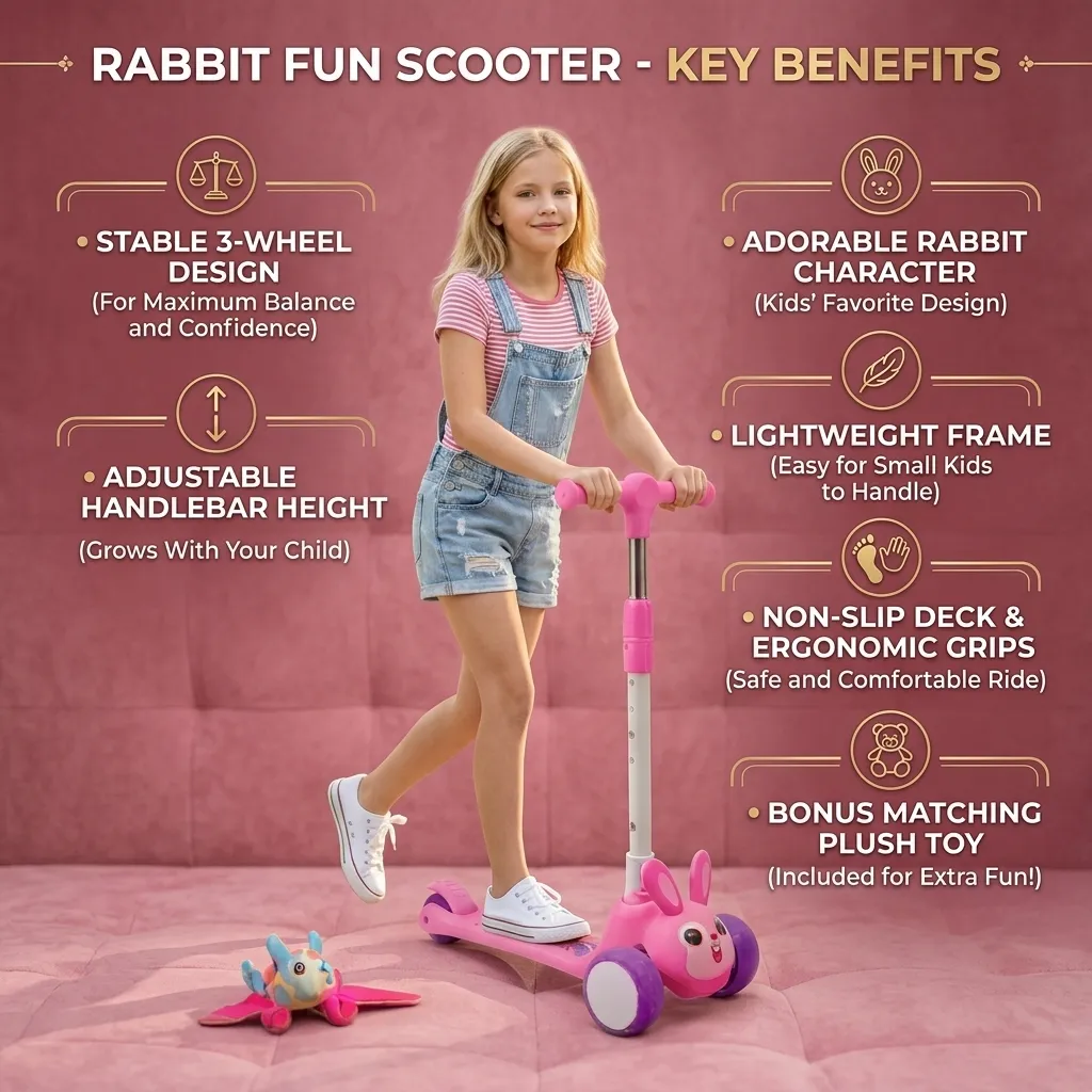 Super Scooter for Kids  3 Wheel Kids Scooter Smart Kick Scooter Adjustable Handle & Extra-W LED  Wheels