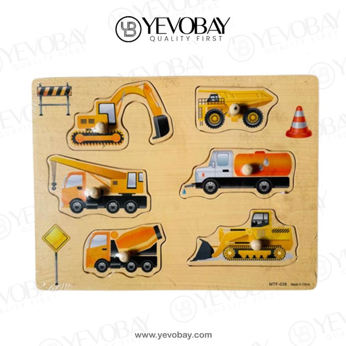 Wooden Educational Construction Vehicles - Excavator, Crane