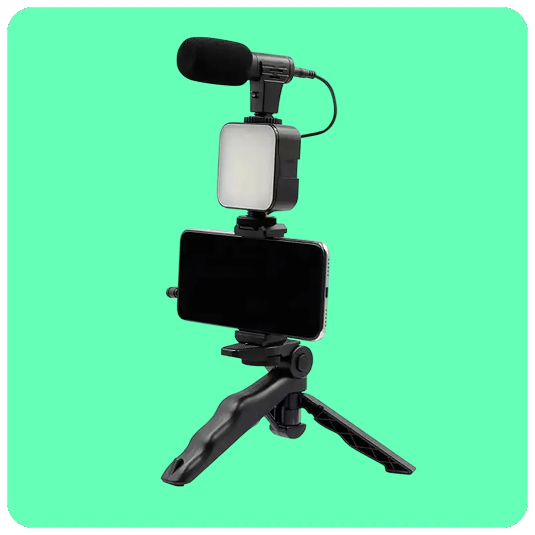 PLOKAMA PK-771 5-in-1 Video Rig Camera Mount Stabilizer with Mic & LED Light for Smartphone Filmmaking – Sri Lanka