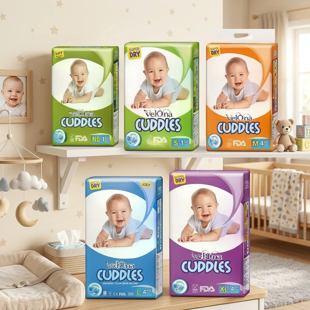 Velona Cuddles Classic Diaper Newborn (NB), Medium (M), Large (L), and Extra Large (XL)| Baby Diapers Collection | Yevobay.com