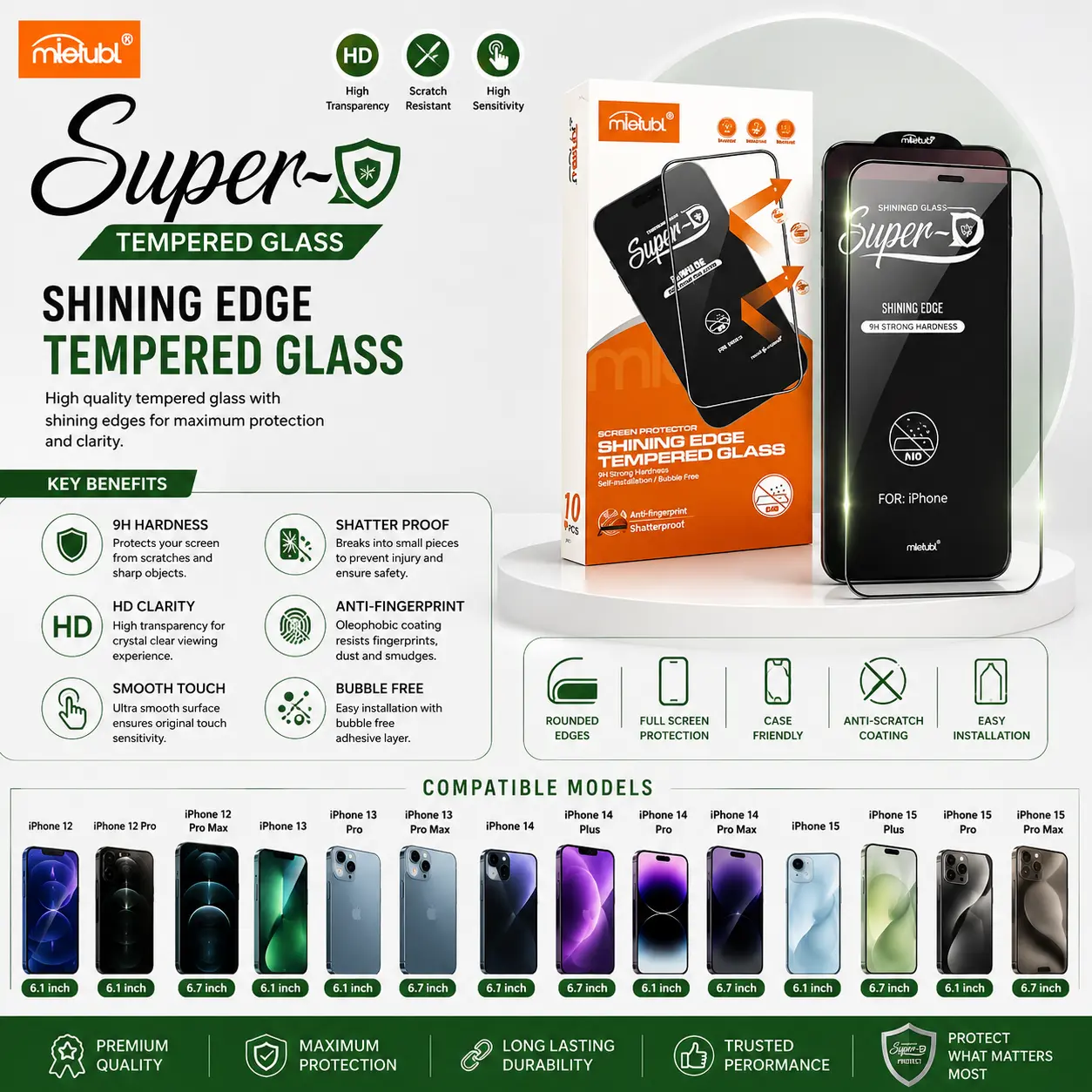 i phone 13 pro max D tempered glass screen protector