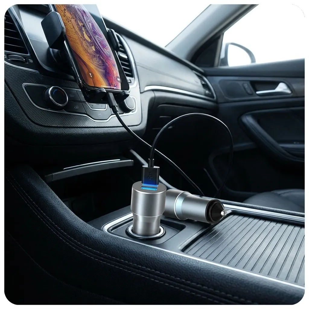 Aspor A931 Dual USB Metal Car Charger – 2.4A Fast Charging Adapter for Mobile Phones & Devices (2-Port IQ Smart Charger)