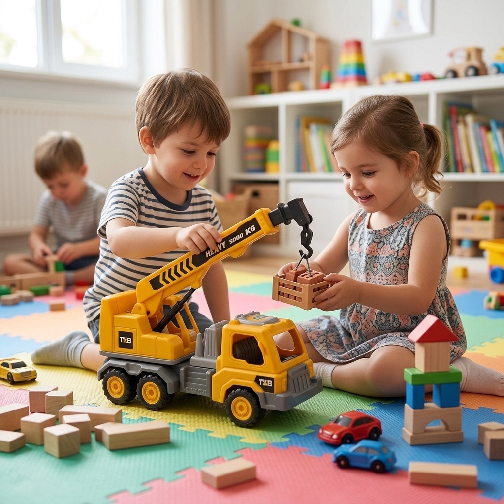 Large Construction Crane Vehicle Toy - Engineering Heavy Duty