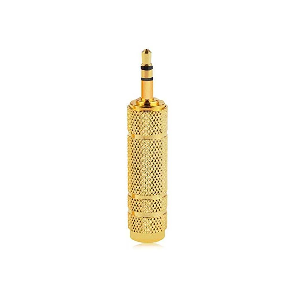 3.5mm Stereo Male to 6.3mm Stereo Female Adapter Converter Plug Jack -Gold