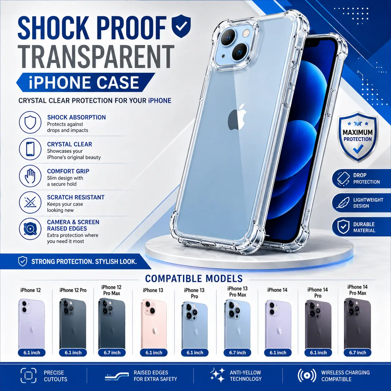 i Phone 12 Pro Back Cover - Shock Proof - Case Design