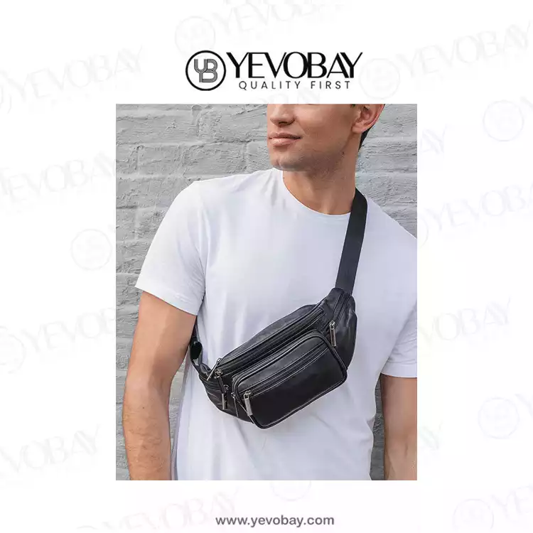 Leather Fanny Pack/ Waist Bag [Black]