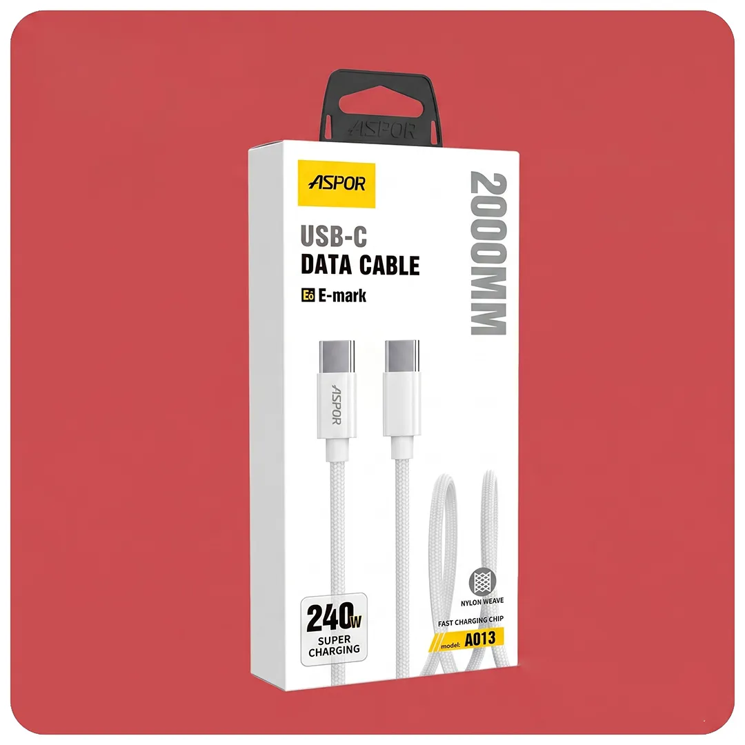ASPOR A013 100W Fast Charging Type-C to Type-C Data Cable – 1.2M USB