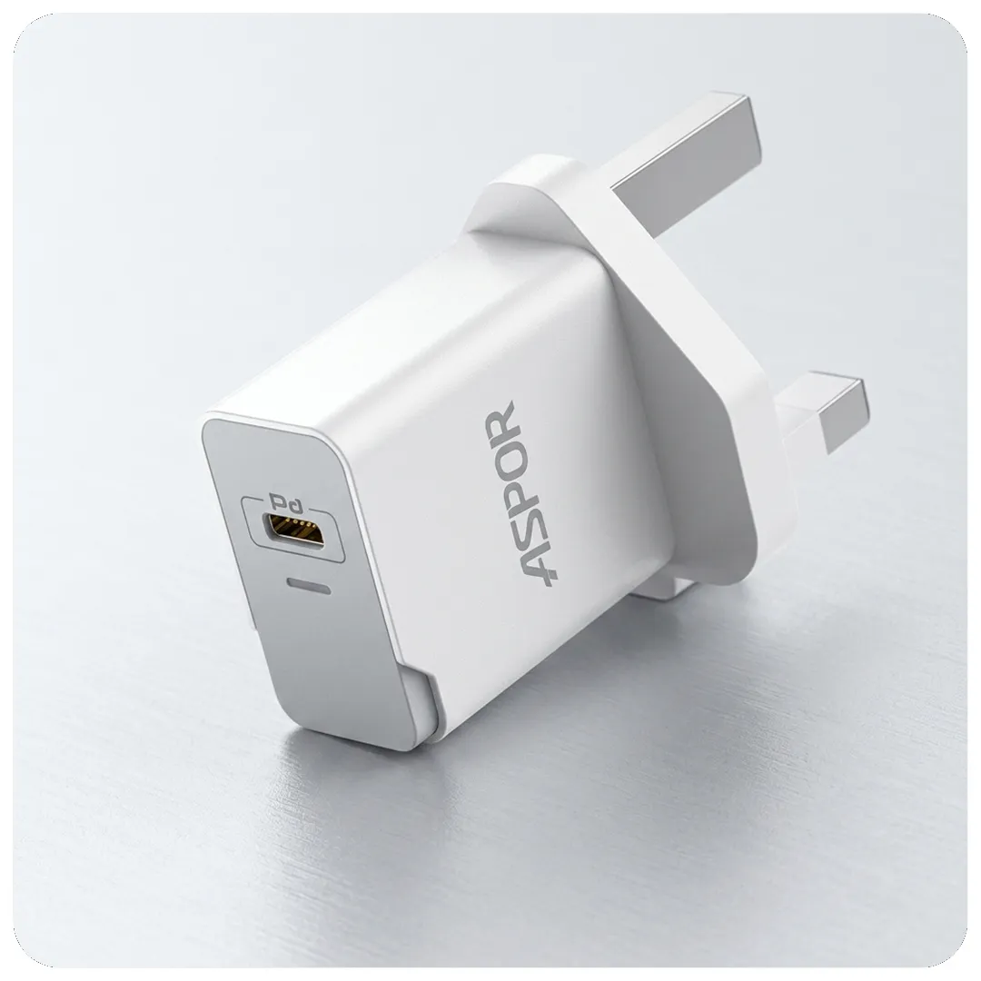 Aspor A808 Fast Power Adapter – 3-Pin Dock Wall Charger