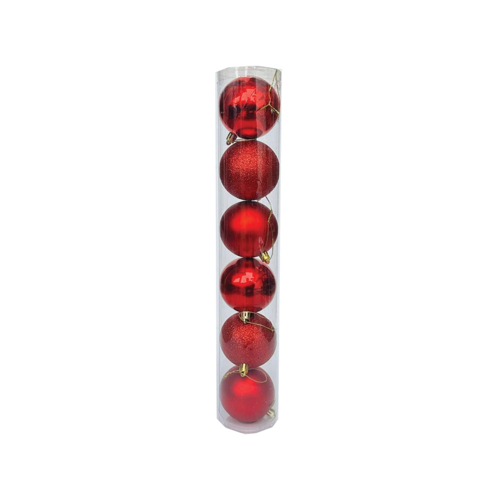 Red Christmas Ball Ornament Assortment (Set of 06) Large