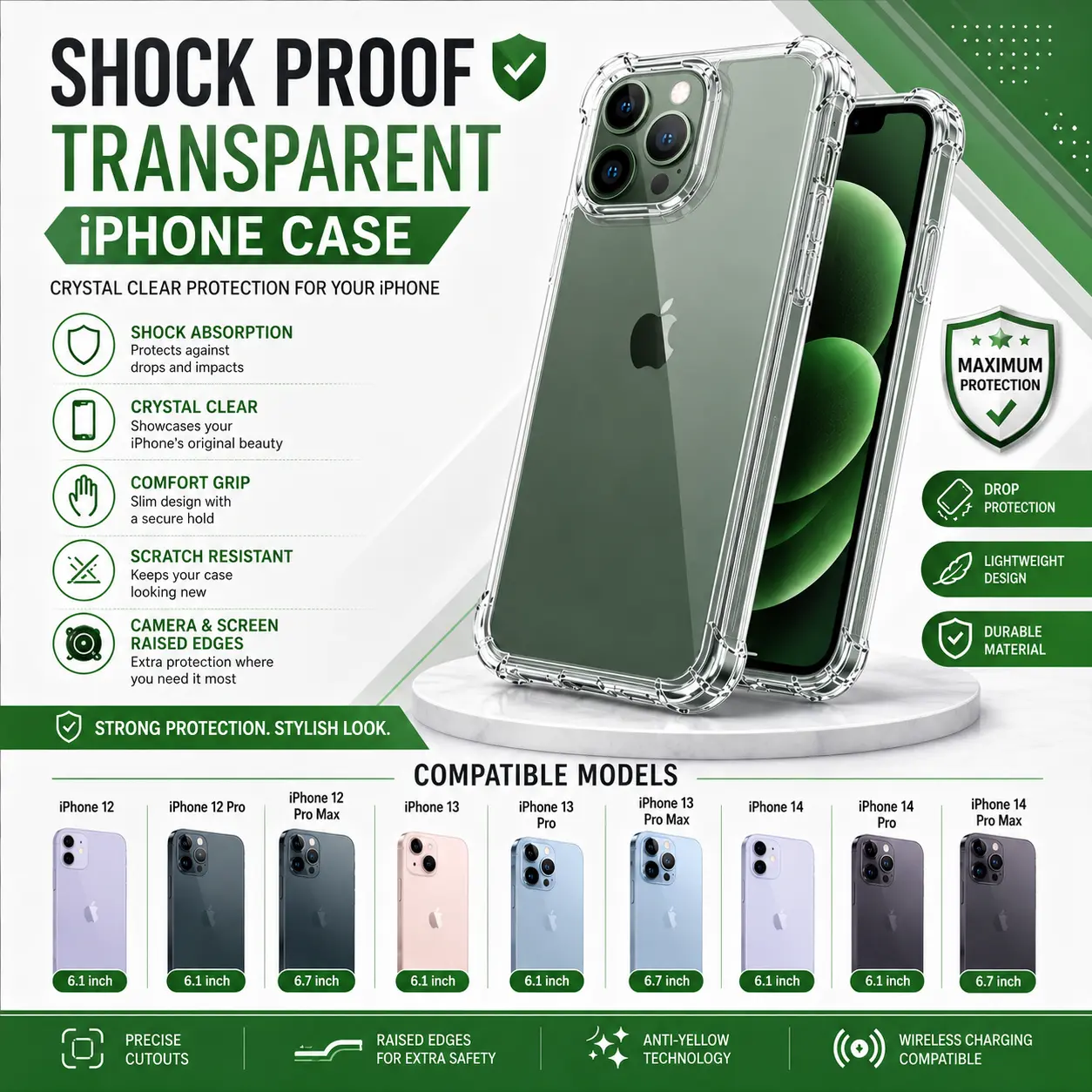 i Phone 12 Back Cover - Shock Proof - Case Design